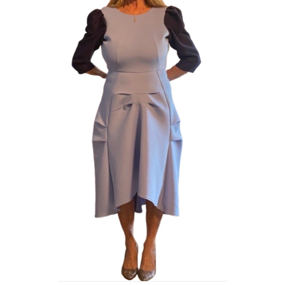 Elliott Dress Blue Cinderella inspired‎ Size Small stretches Hi Low Lined EUC